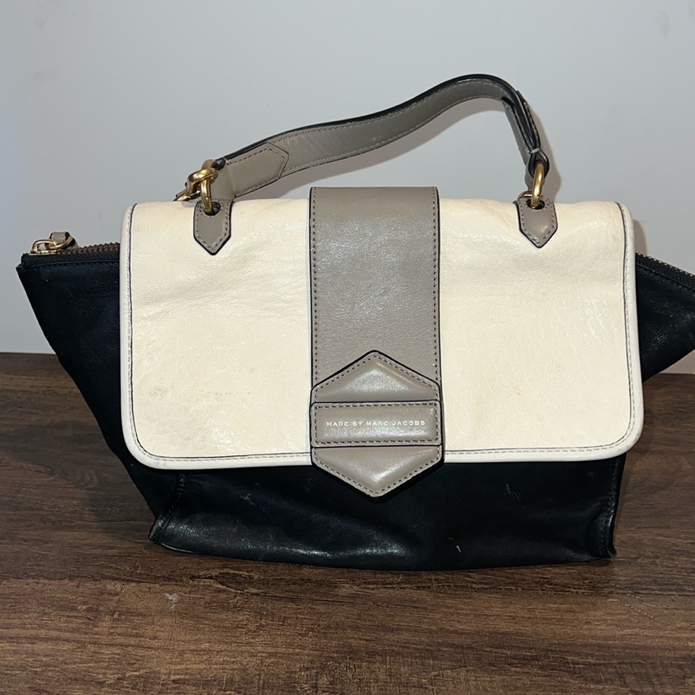 Marc By Marc Jacobs Black, White & Gray Leather Satchel